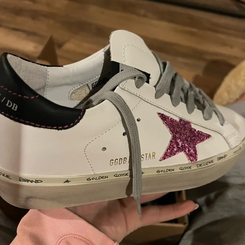 BNIB golden goose high Star sneakers with pink glitter star and black heel tab - Picture 4 of 5